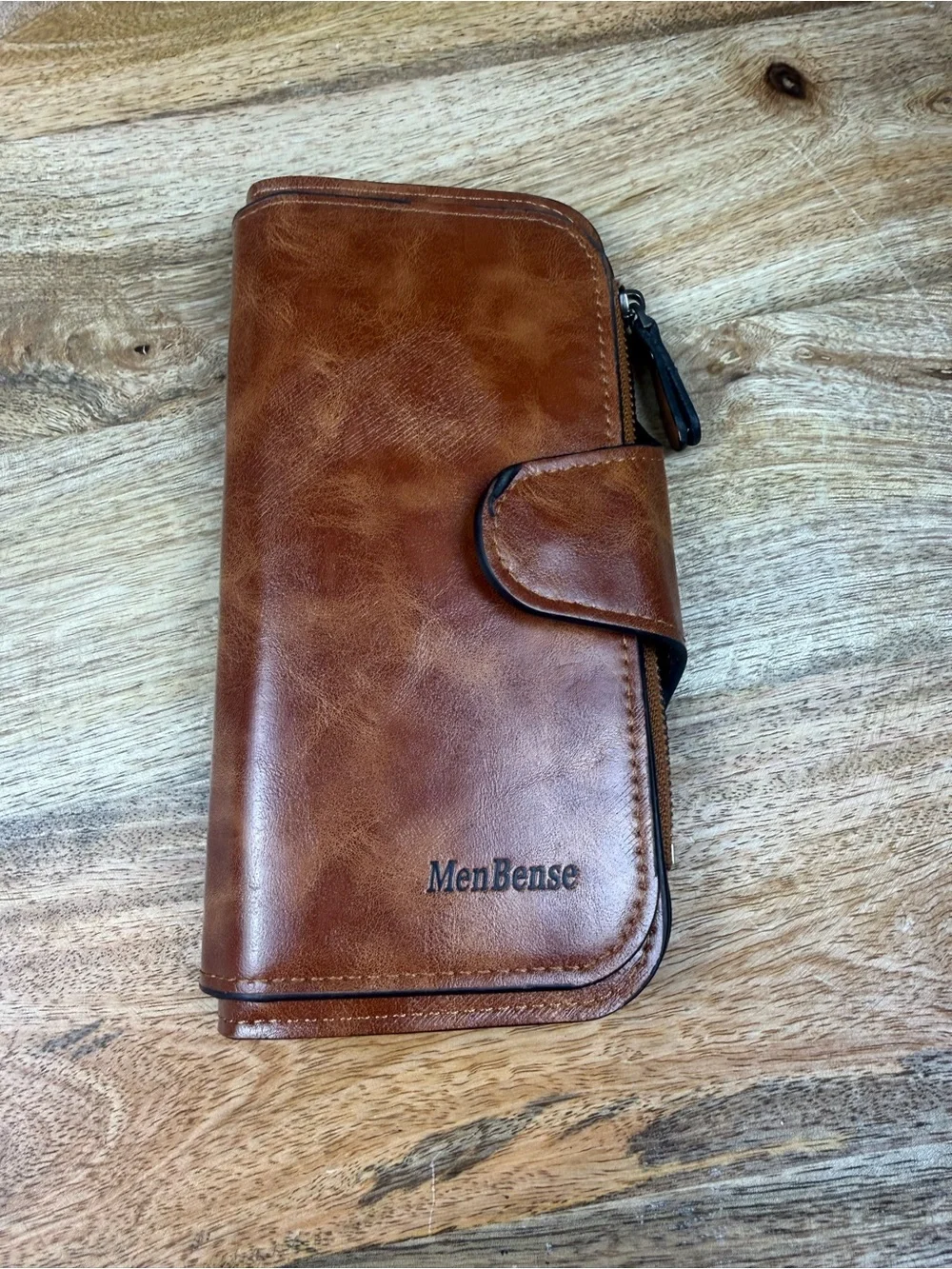 Brown Leather Zip Wallet for Men